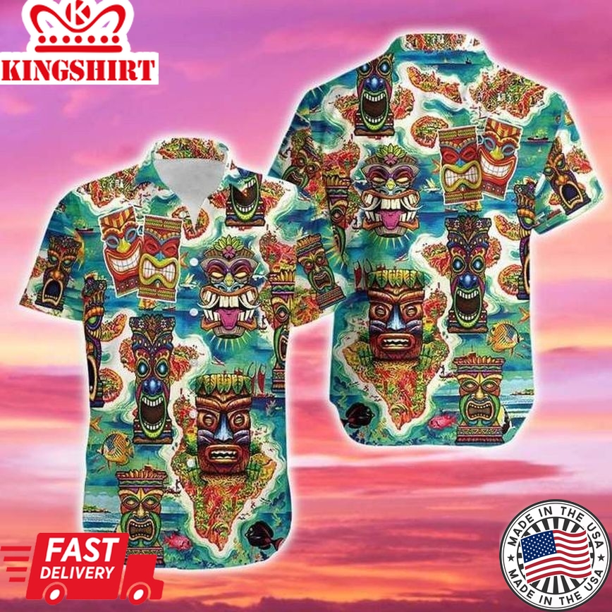 Amazing Tiki Tiki Can't You See Green Trendy Hawaiian Shirt