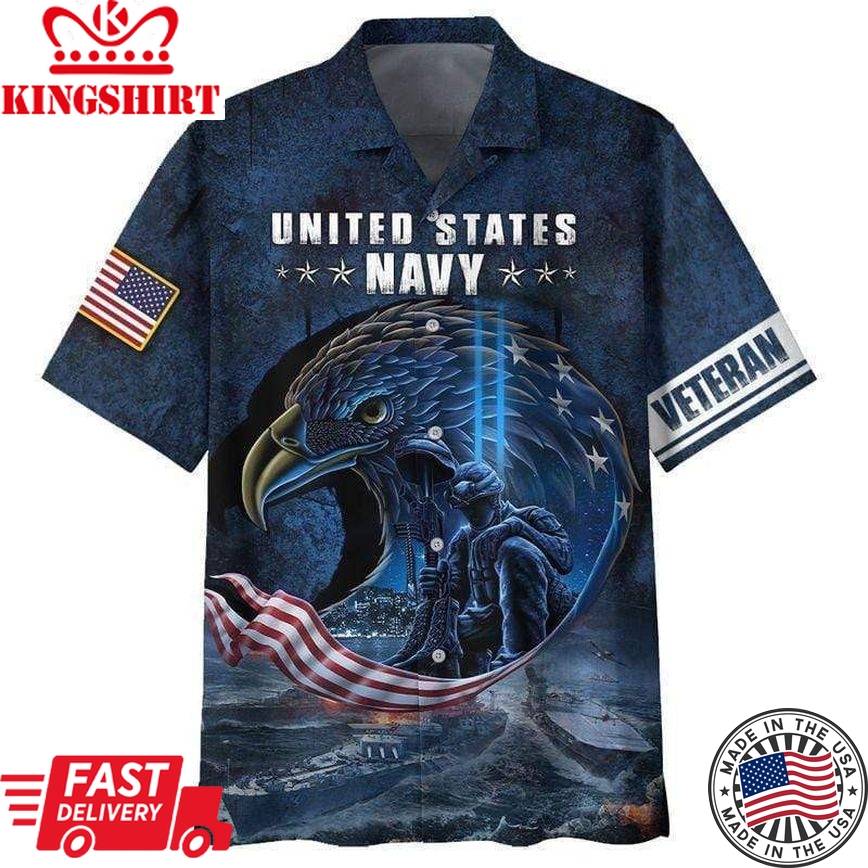 Amazing Us Navy Veteran Eagle Trendy Hawaiian Shirt