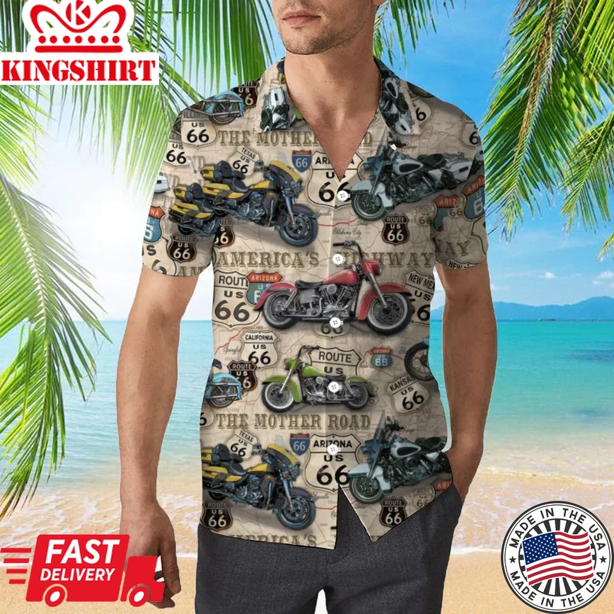 Amazing Vintage Motorcycles On Route Trendy Hawaiian Shirt