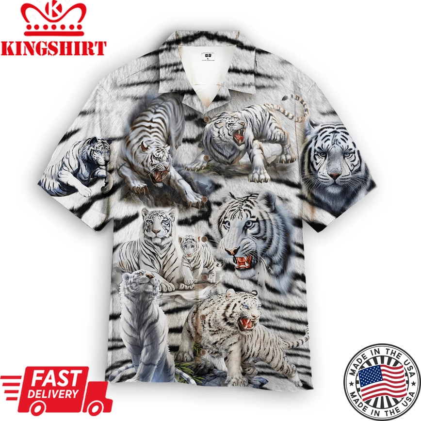 Amazing White Tiger Trendy Hawaiian Shirt For