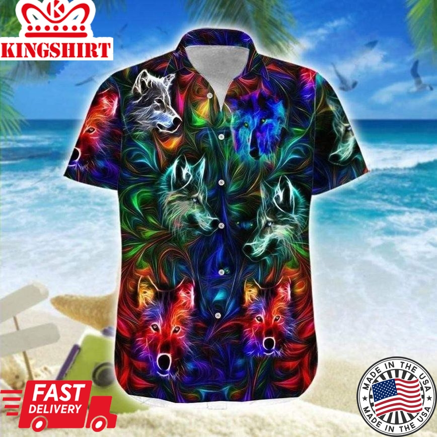 Amazing Wolf Neon Trendy Hawaiian Shirt