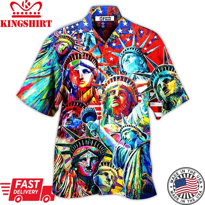 America Colorful Statue Of Liberty Hawaiian Shirt