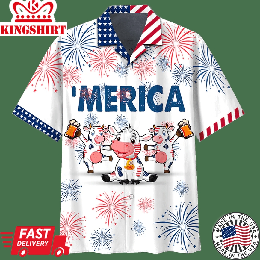 America Cow Beer Trendy Hawaiian Shirt For