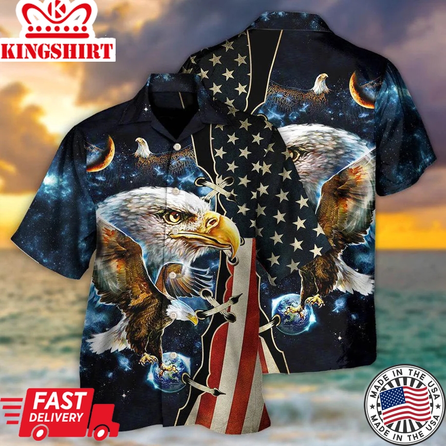 America Eagle Amazing Galaxy Trendy Hawaiian Shirt