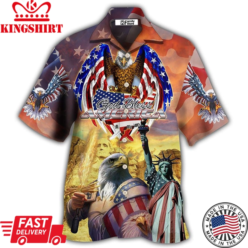 America Eagle Patriotic God Bless America America Hawaiian Shirt