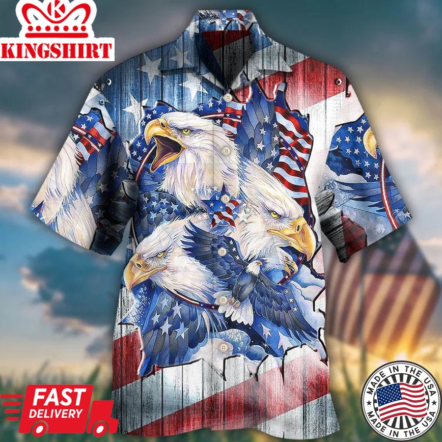 America Eagle Proud Amazing Patriotic Trendy Hawaiian Shirt