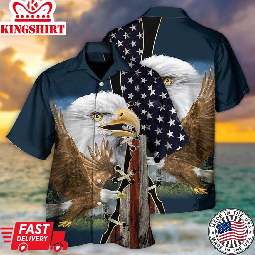 America Eagle Wildlife Faith Trendy Hawaiian Shirt, 4Th Of July Shirt For Men And Women