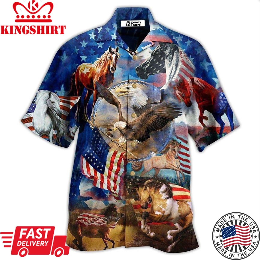 America Horse Patriotic America Hawaiian Shirt