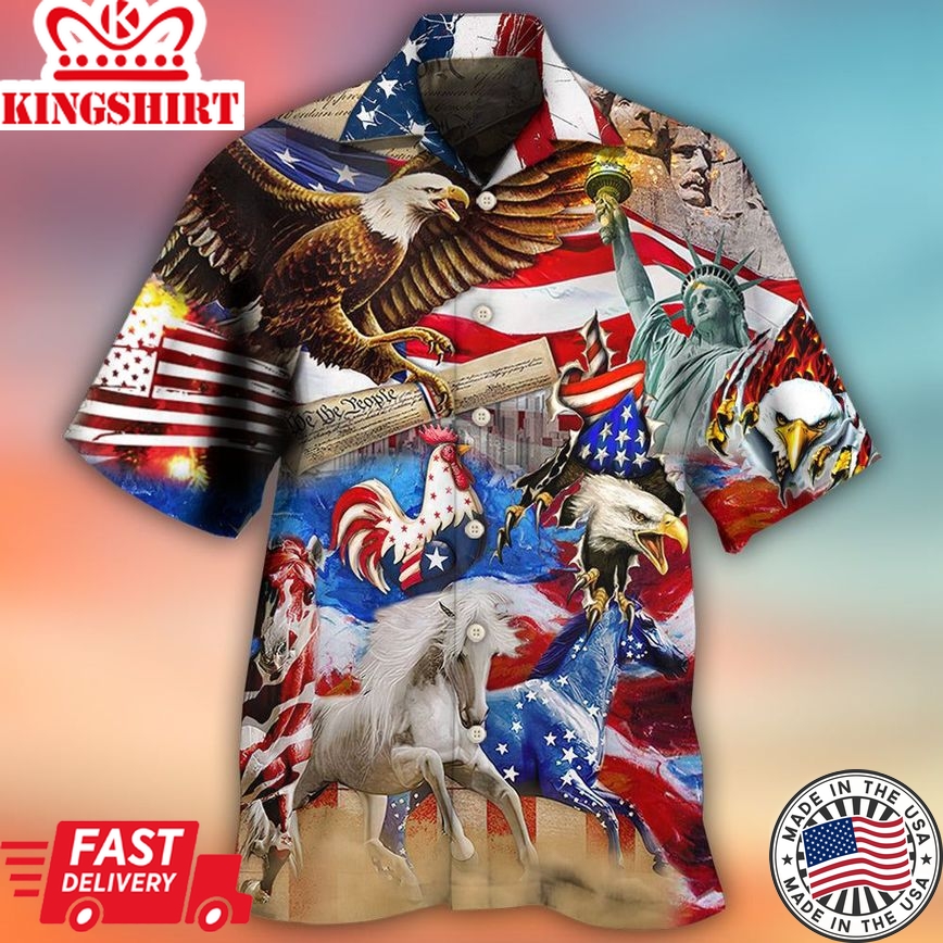 America Independence Day Animal Happy Hawaiian Shirt