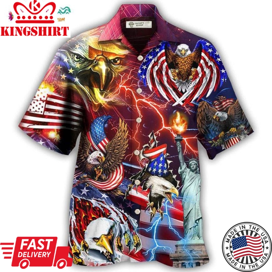 America Independence Day Eagle Lighting Hawaiian Shirt