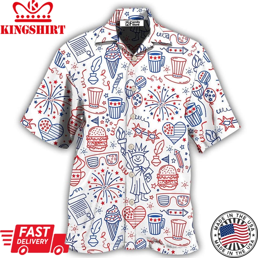 America Independence Day Fourth Of July Cool Art Hawaiian Shirt