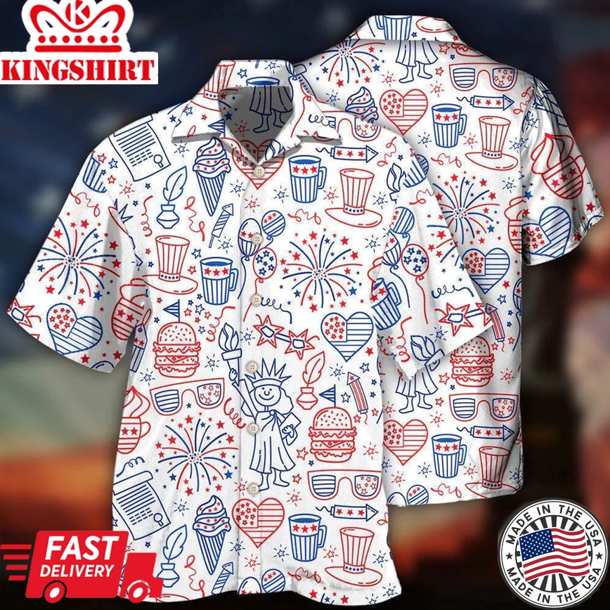 America Independence Day Fourth Of July Cool Art Trendy Hawaiian Shirt