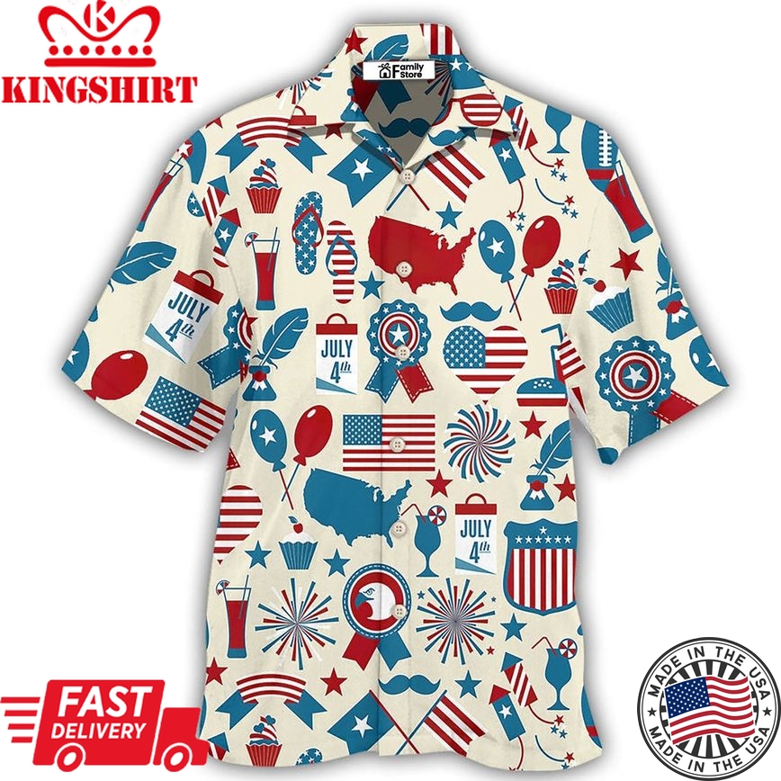 America Independence Day Fourth Of July Independence Day Symbols Hawaiian Shirt