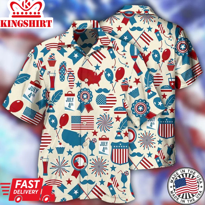 America Independence Day Fourth Of July Independence Day Symbols Trendy Hawaiian Shirt