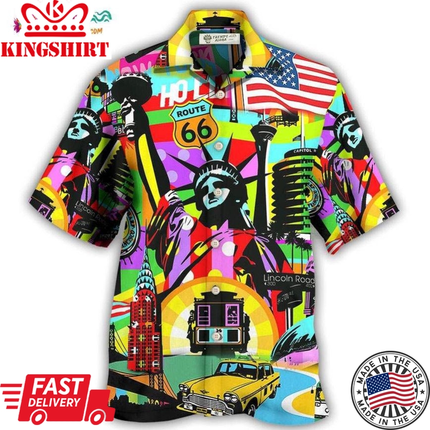 America Travel Colorful Style Hawaiian Shirt