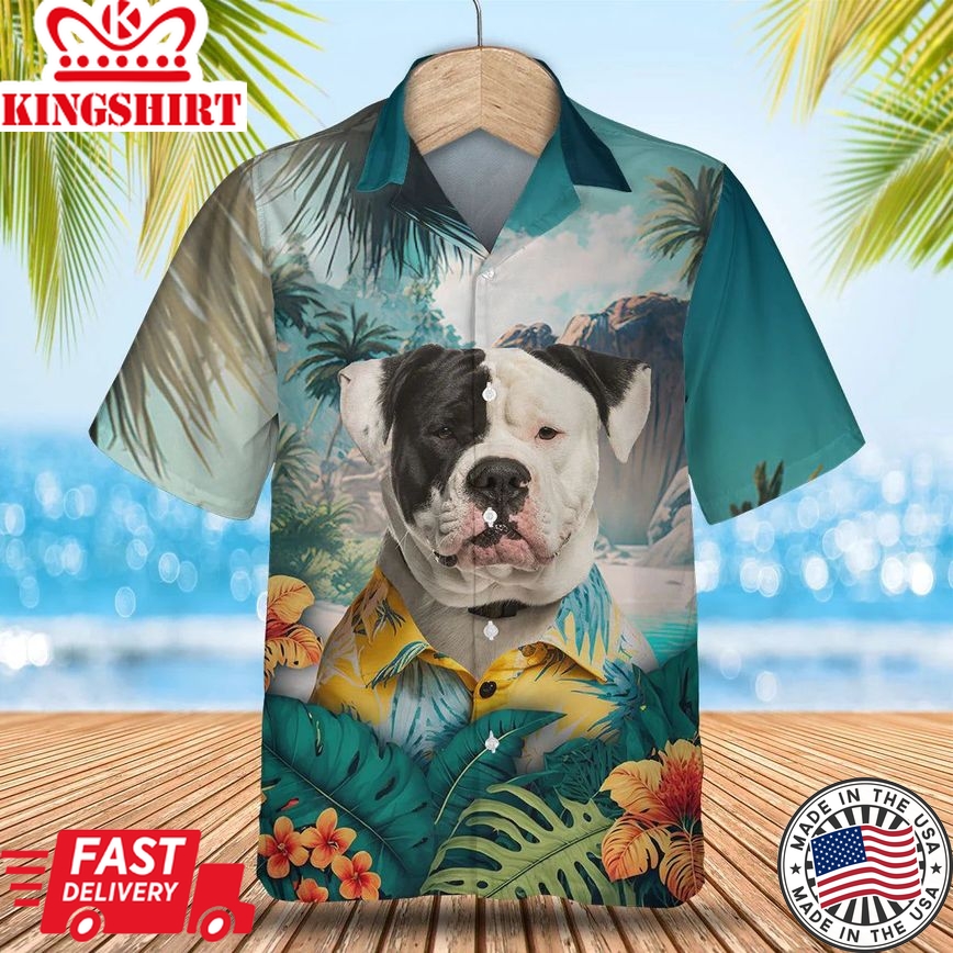 American Bulldog - 3D Tropical Trendy Hawaiian Shirt