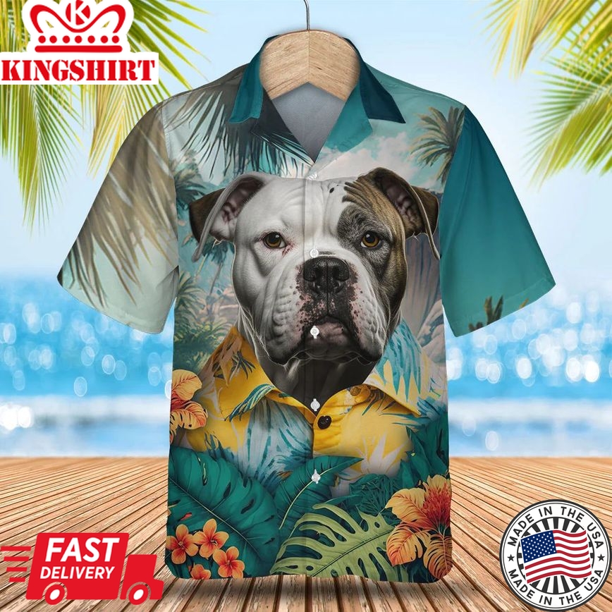 American Bulldog Ai- 3D Tropical Trendy Hawaiian Shirt