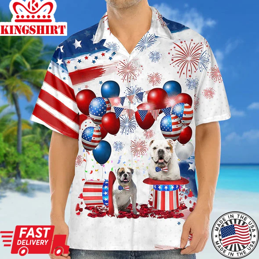 American Bulldog Independence Day Trendy Hawaiian Shirt For Men And Women, 4Th Of July Trendy Hawaiian Shirt