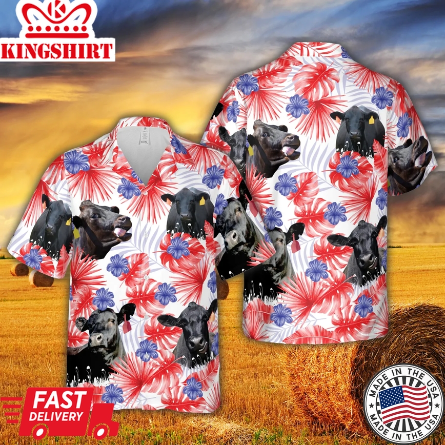 American Colors Black Angus All Printed 3D Trendy Hawaiian Shirt