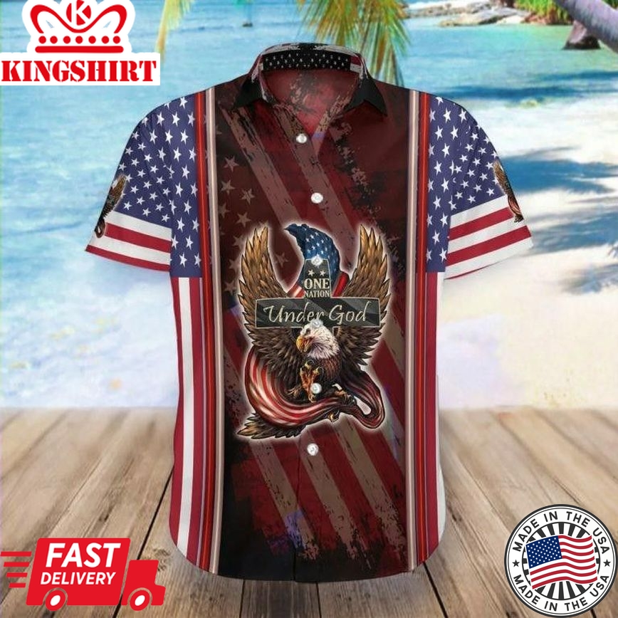 American Eagle One Nation Under God Trendy Hawaiian Shirt