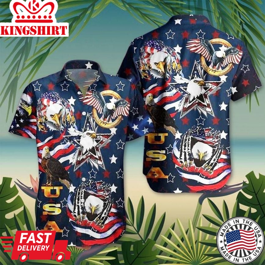 American Eagle Patriotic Trendy Hawaiian Shirt