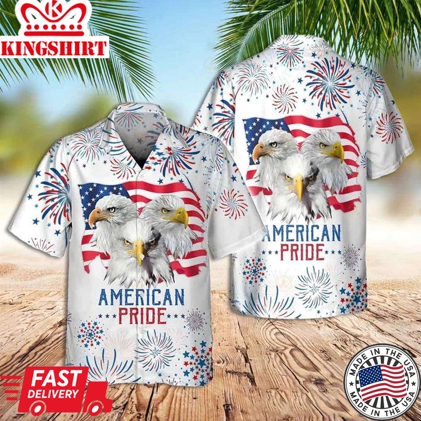 American Eagle Trendy Hawaiian Shirt American Pride Happy Independence Day