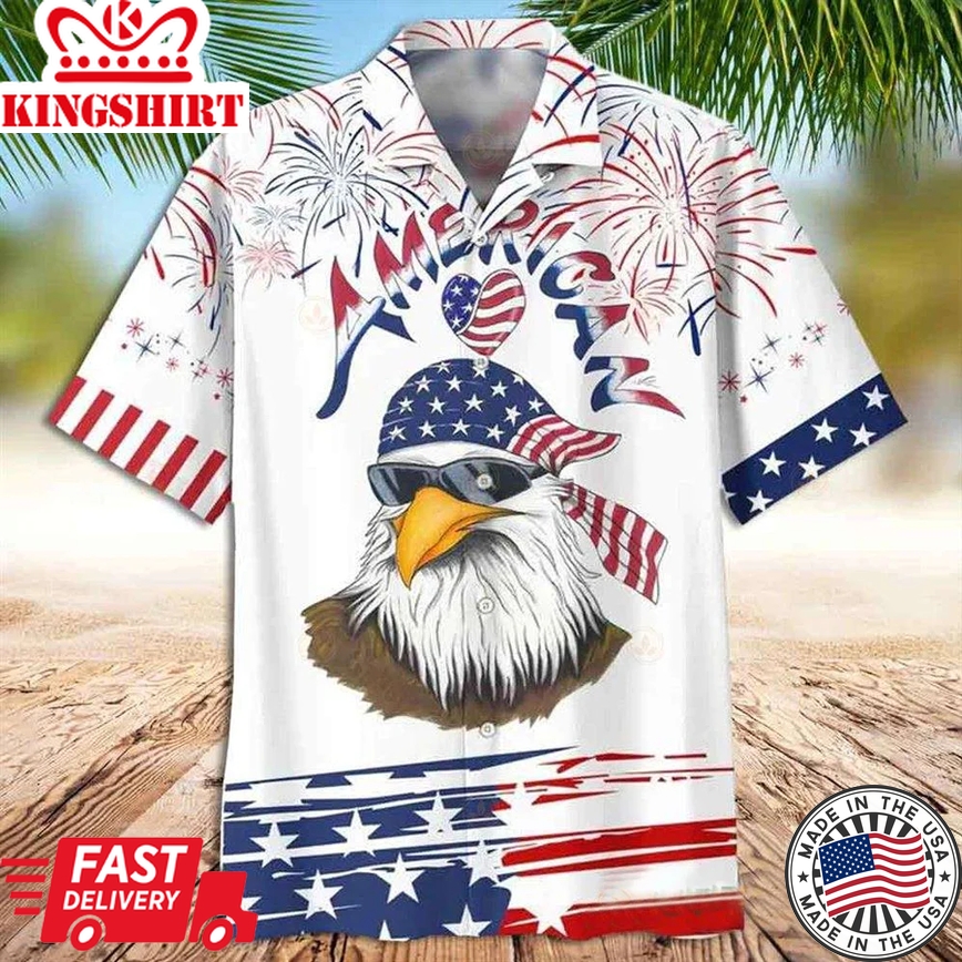 American Eagle Trendy Hawaiian Shirt Cool Eagle Happy Independence Day Shirt For Men And Women