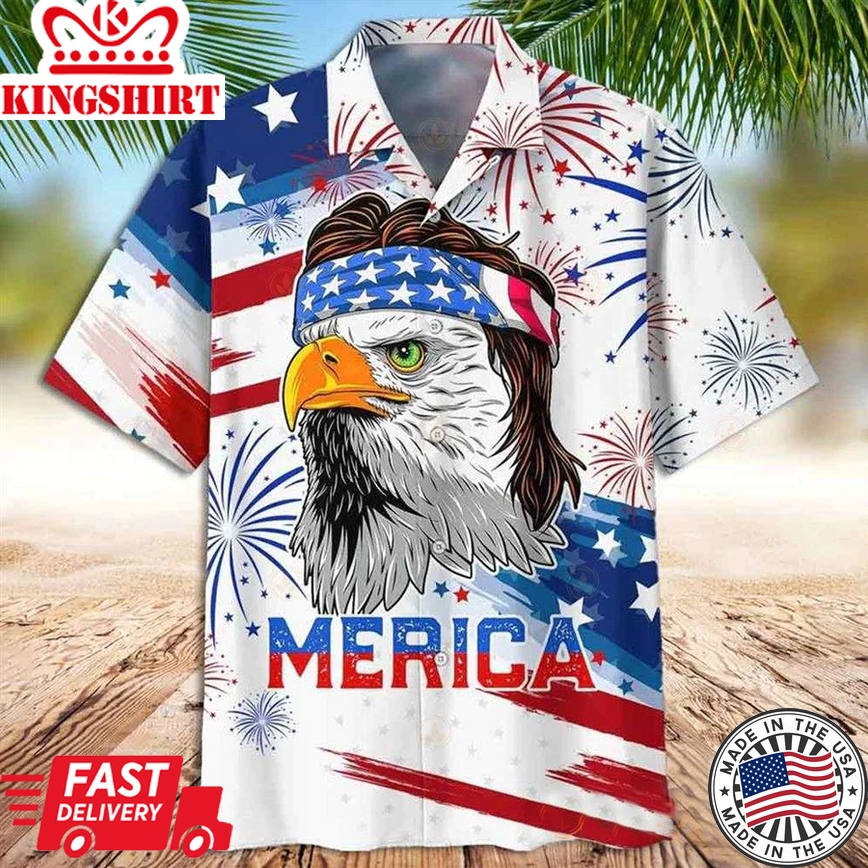 American Eagle Trendy Hawaiian Shirt Merica Happy Independence Day