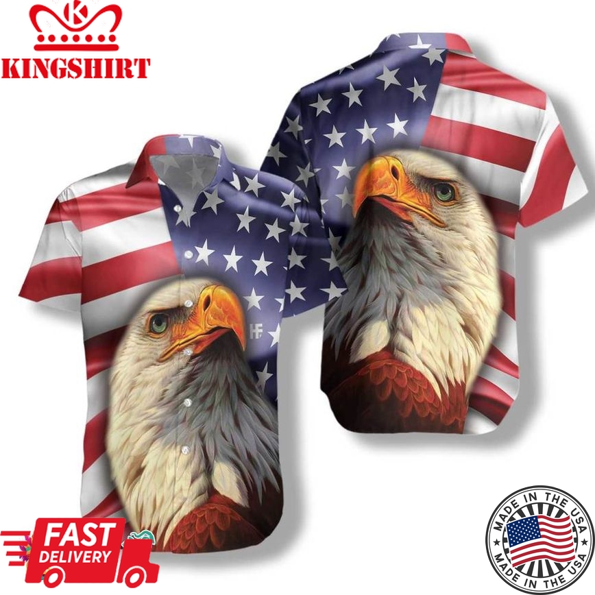 American Eagle Usa Flag Hawaiian Shirt