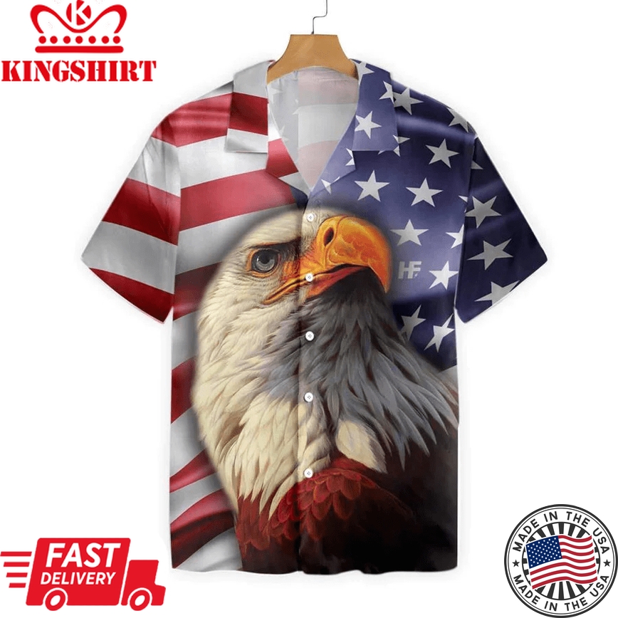 American Eagle Usa Flag Trendy Hawaiian Shirt, 4Th Of July Trendy Hawaiian Shirt For Men And Women