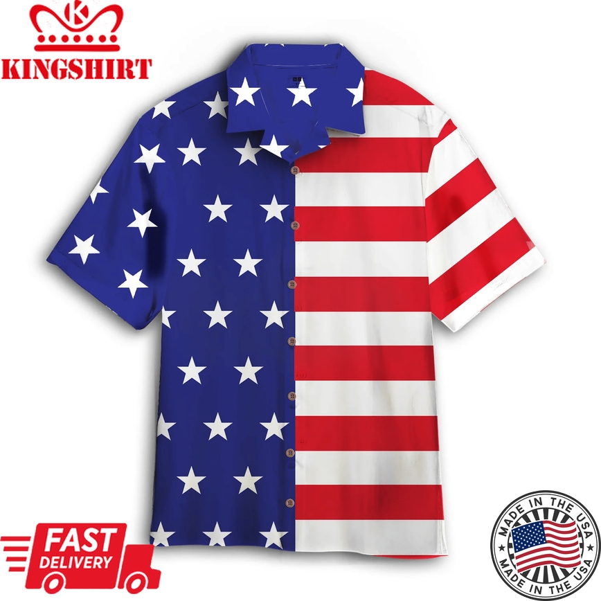 American Flag Trendy Hawaiian Shirt