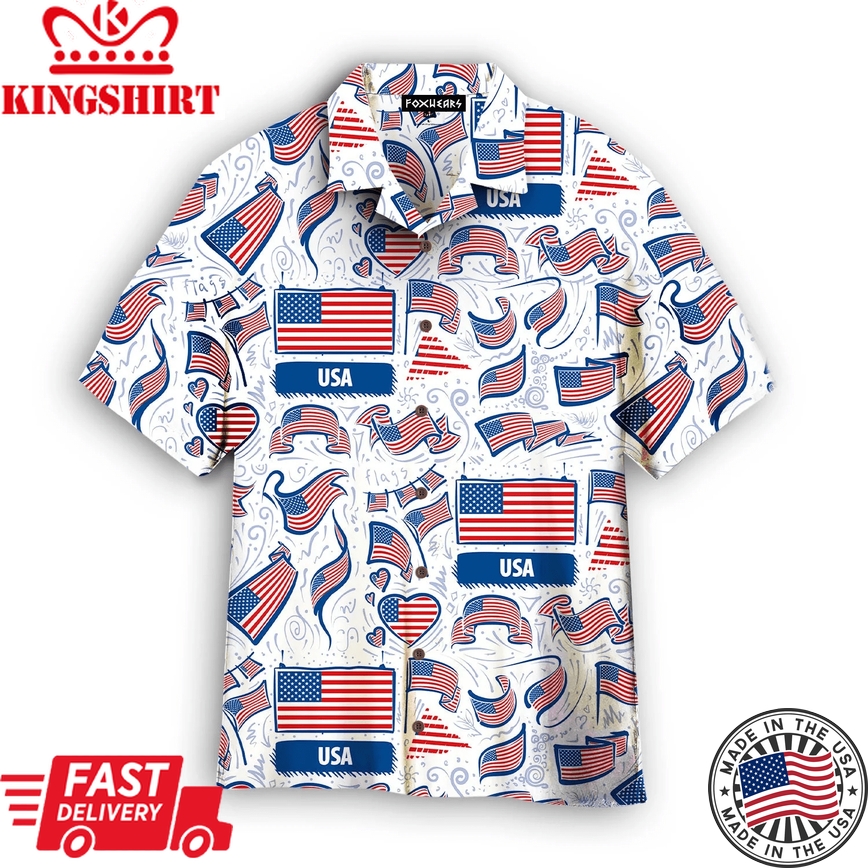 American Flag Trendy Hawaiian Shirt Aloha Shirt