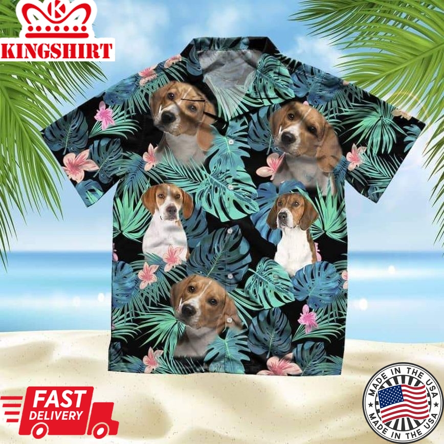 American Foxhound Trendy Hawaiian Shirt, Dog Summer Leaves Trendy Hawaiian Shirt, Unisex Print Aloha Short Sleeve Casual Shirt Summer Gifts