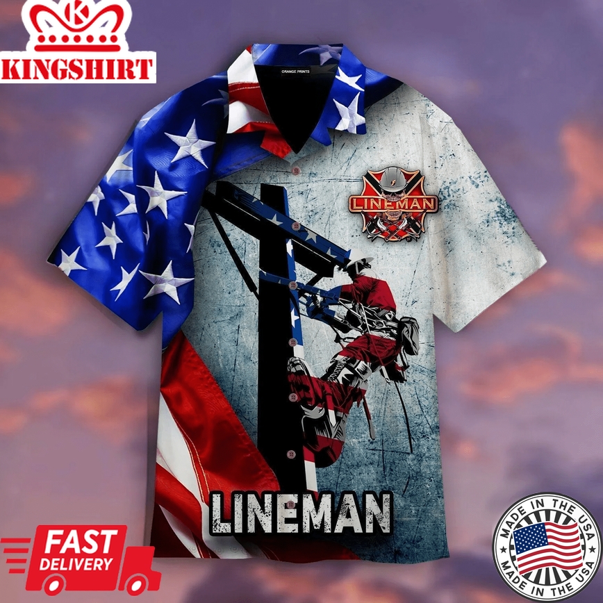 American Lineman Trendy Hawaiian Shirt For