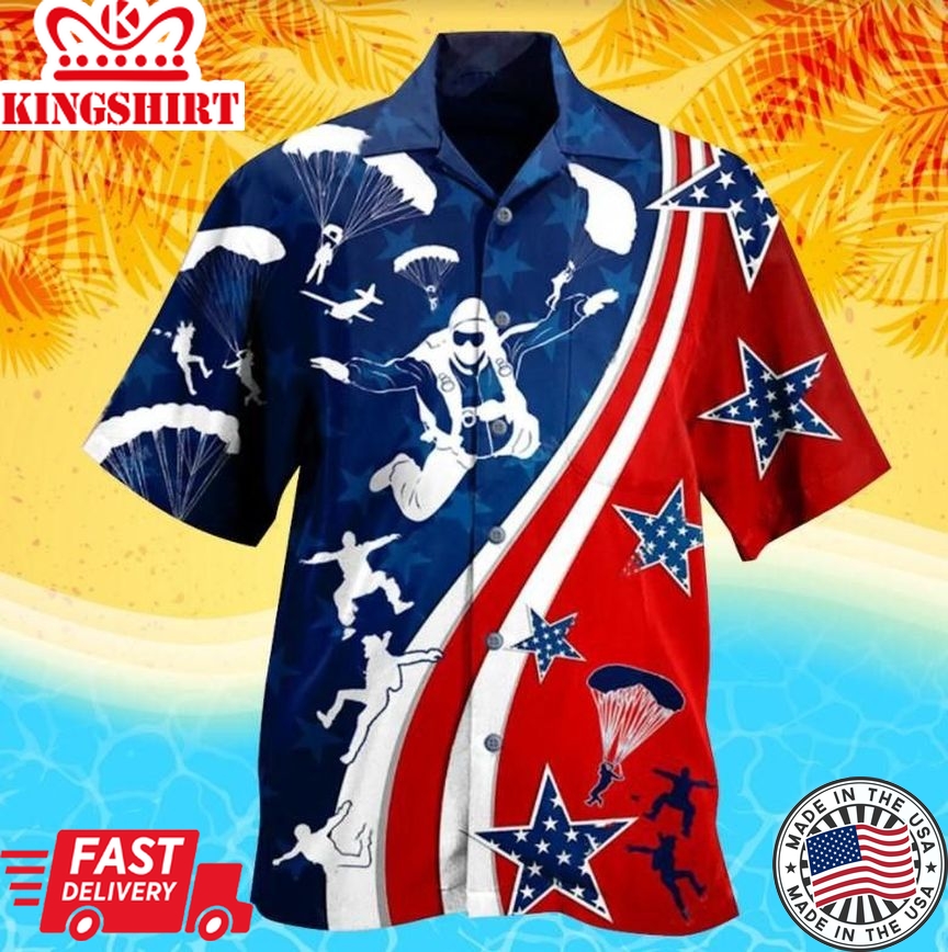 American Parachute Jump Trendy Hawaiian Shirt For