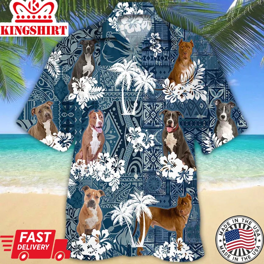 American Pit Bull Terrier Trendy Hawaiian Shirt