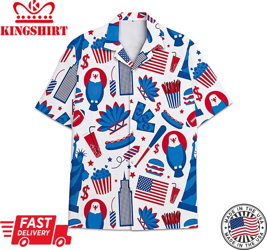 American Short Tall Button Trendy Hawaiian Shirt, Button Up Aloha Shirt For Men, Women