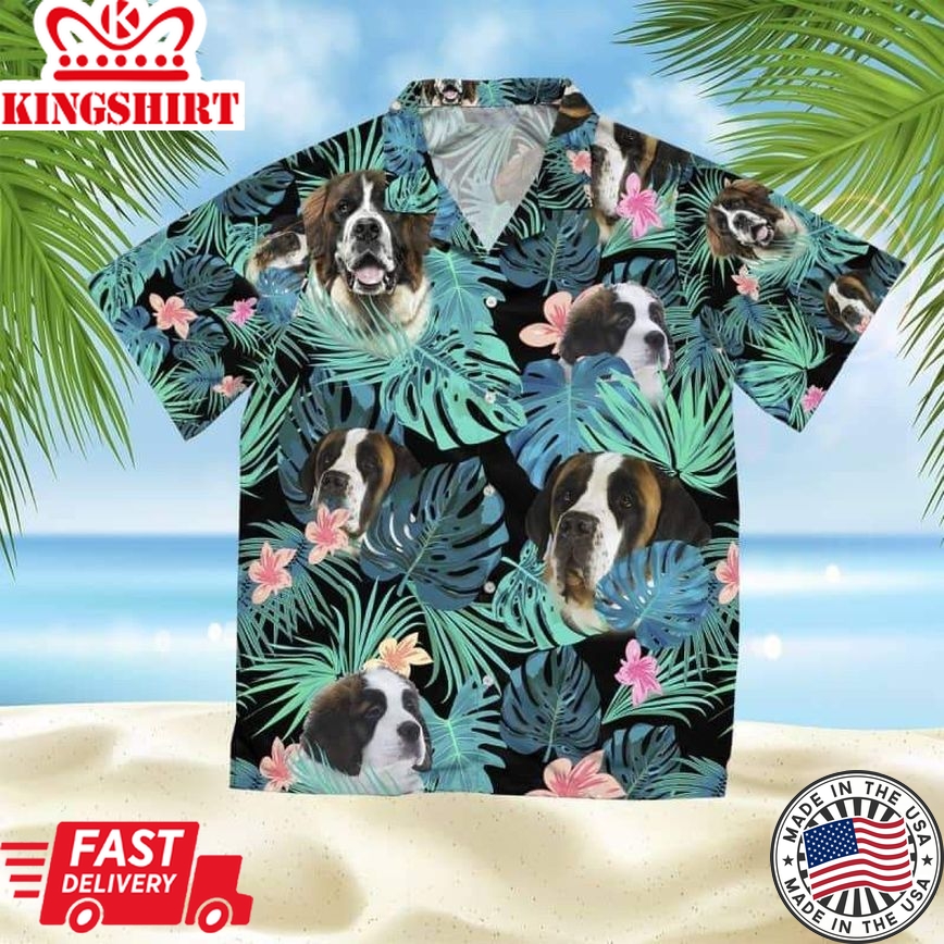 American St Trendy Hawaiian Shirt, Dog Summer Leaves Trendy Hawaiian Shirt, Unisex Print Aloha Short Sleeve Casual Shirt Summer Gifts