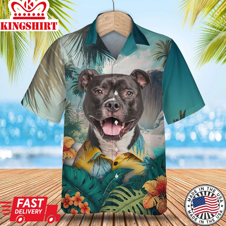 American Staffordshire Terrier - 3D Tropical Trendy Hawaiian Shirt