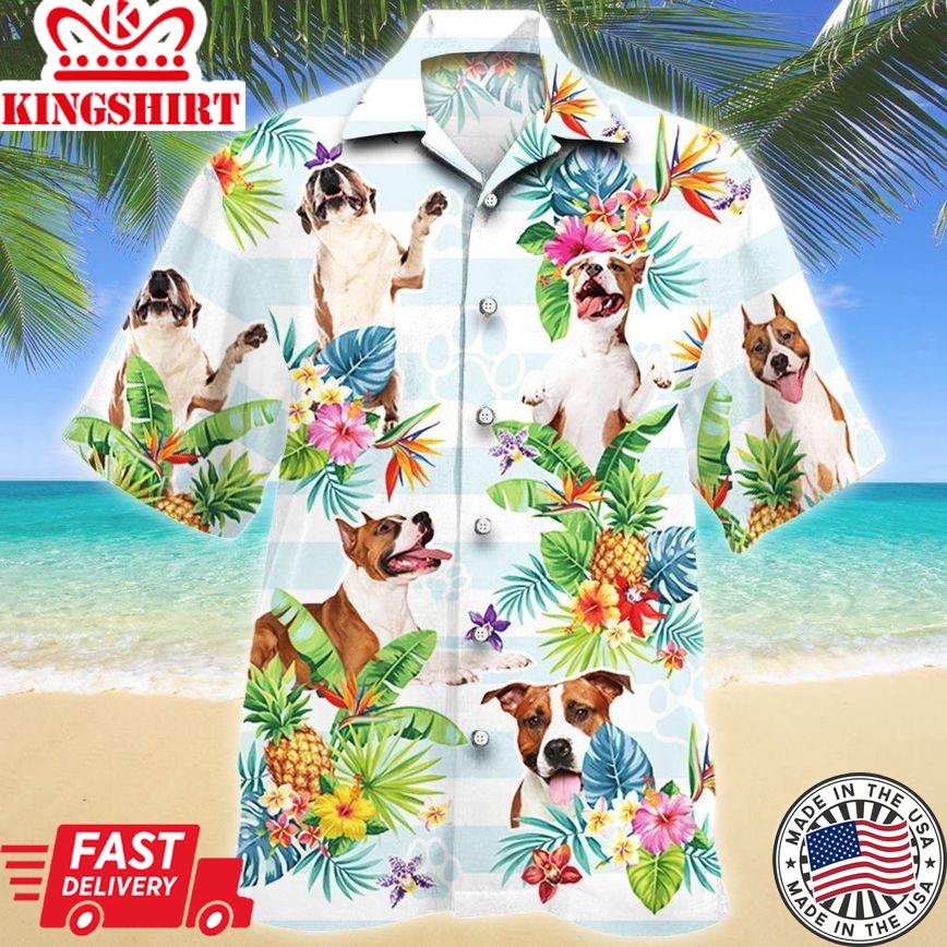 American Staffordshire Terrier Dog Tropical Flower Hawaii Shirt