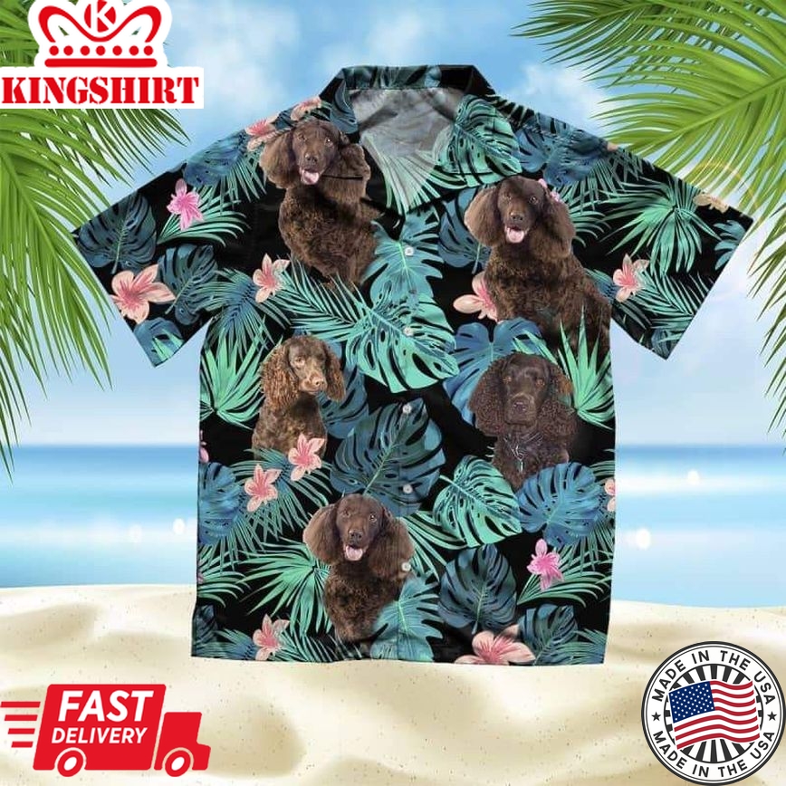 American Water Spaniel Trendy Hawaiian Shirt, Dog Summer Leaves Trendy Hawaiian Shirt, Unisex Print Aloha Short Sleeve Casual Shirt Summer Gifts