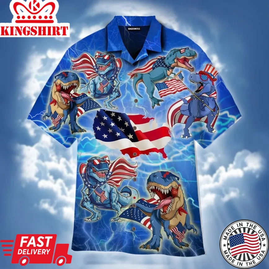 Amerisaurus Rex America Rawr Trendy Hawaiian Shirt For