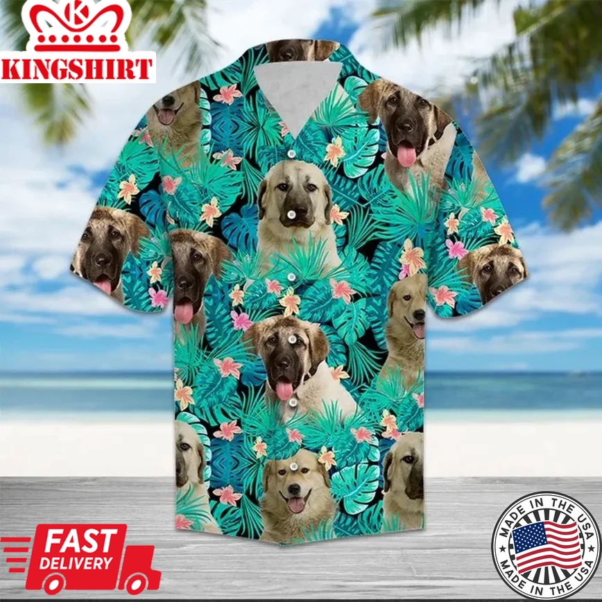 Anatolian Shepherd Dog Among Tropical Flowers And Leaves Design Trendy Hawaiian Shirt