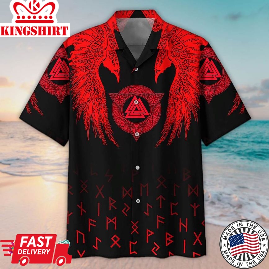 Ancient Bloody Raven Viking Hawaiian Aloha Beach Shirt