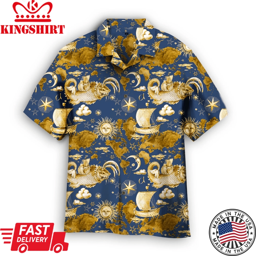 Ancient Sea Pirates Seamless Trendy Hawaiian Shirt