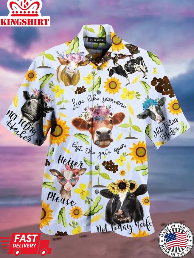 Animal Cotton-Blend Collar Shirts & Tops Trendy Hawaiian Shirt