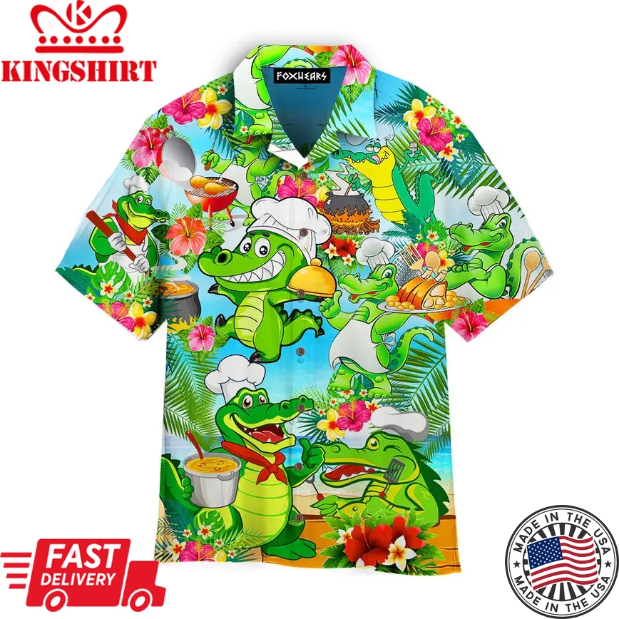 Animals Alligator Chef Trendy Hawaiian Shirt