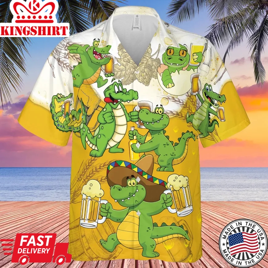 Animals Alligator Love Beer Trendy Hawaiian Shirt Aloha Shirt