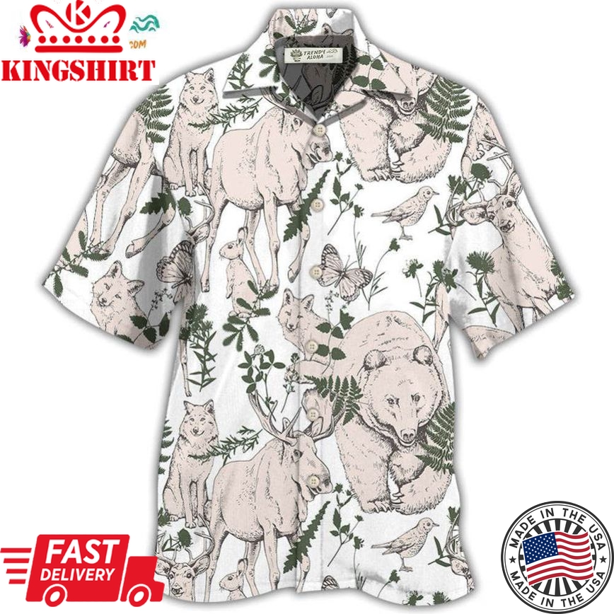 Animals Wild Animals Forest Basic Style Hawaiian Shirt