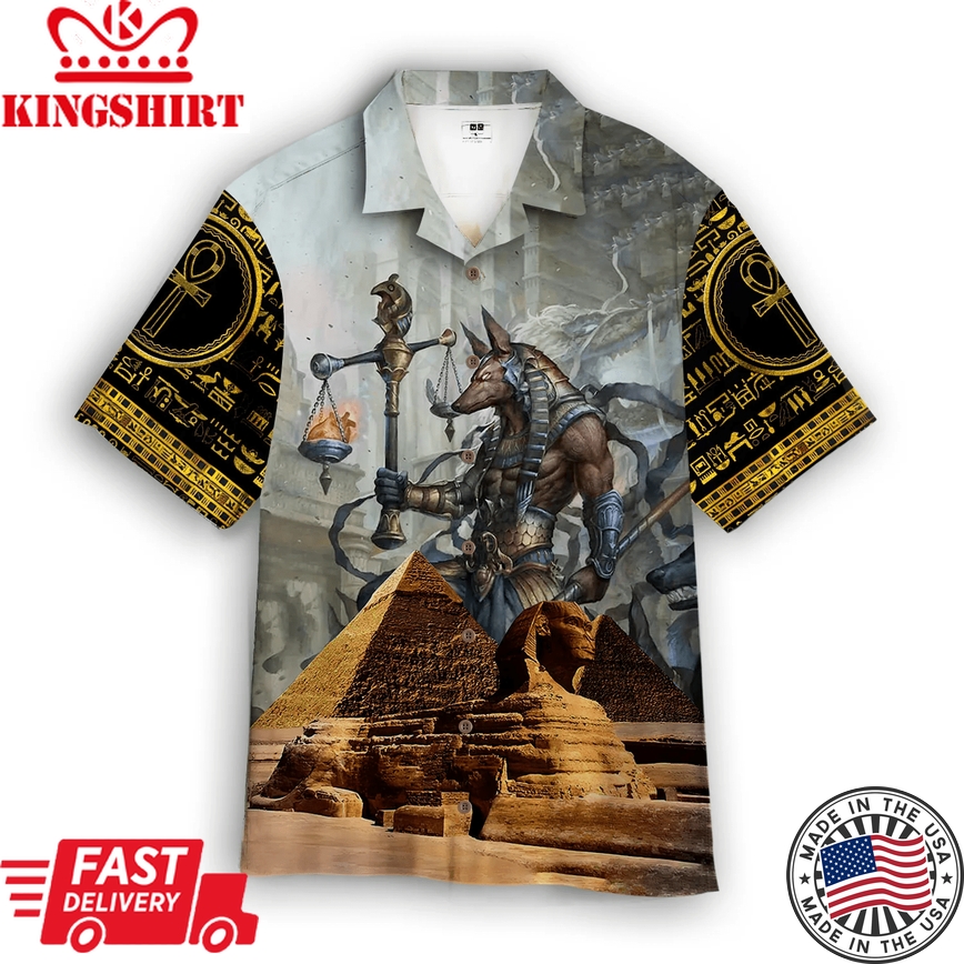 Anubis And Pyramid Trendy Hawaiian Shirt